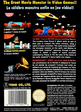 Godzilla - Monster of Monsters! (Europe) box cover back